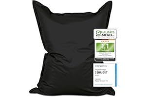 ‎LUMALAND Lumaland Riesen-Sitzsack XXL 140x180 cm | Wasserfestes Indoor & Outdoor Liegekissen mit über 3 Mio. anpassungsfähigen EPS-Perlen | Bean Bag mit waschbarem Bezug [Schwarz]