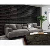 UKAB DEKOR Kendinden Yapışkanlı Duvar Kağıdı Paneli Esnek K&ouml;p&uuml;k Siyah Taş Desen Kaplama 50x70 Siyah
