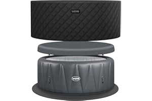 Wave Atlantic Energy-Efficient Hot Tub Bundle | 4-Person Inflatable Spa with Thermal Cover & Insulated Foam Mat | Dark Grey