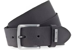 MUSTANG Q2819 Ceinture en cuir véritable pour homme Largeur 35 mm Longueur de la ceinture en cuir Marron Noir Gris