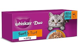 WHISKAS DUO Adult Wet Cat Food in Jelly 40x85g Surf & Turf