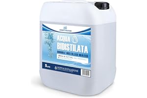 CHEMICA SOLUTIONS Acqua Bidistillata Pura per Uso Industriale e clinico tanica da 5 Litri, Distillata Due Volte, Demineralizzata, Made in Italy