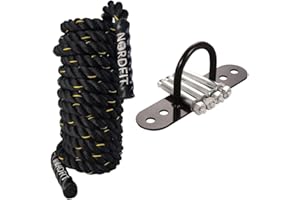 NORDFIT Battle Ropes – 9m, 12m and 15m – 38mm Thickness – Optional Anchor – Black Fitness Ropes - Fitness and Home Gym Equipment