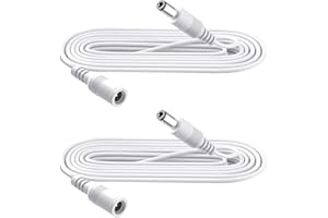 Security-01 2-Pack 1m Extension Cable, Plug 5.5mm x 2.1mm, DC 5V 6V 9V 12V 24V Power Adapter Extension Cord, for CCTV Camera, IR illuminator, Printer, LED Strip, White