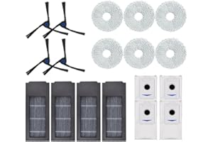 EpheyFIF Zubehörset Ersatz passend für Ecovacs für DEEBOT X2 / X2 Omin / X2 Pro DEX86 Staubsauger, 4 Seitenbürsten + 4 Ersatzfilter + 4 Filtertüten + 6 Reinigungstücher
