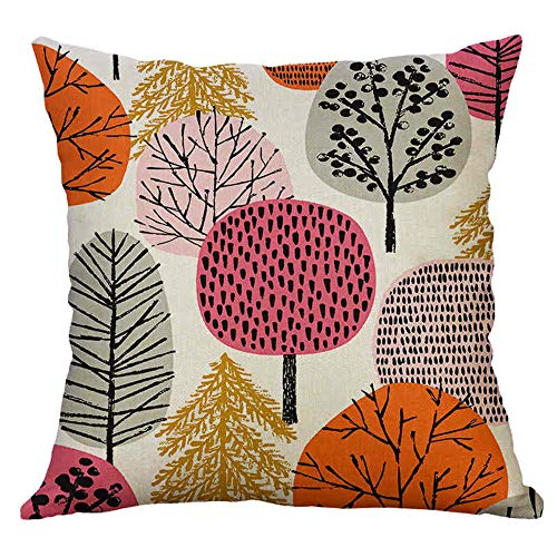 HANGOOD Tree Cushion Covers 18x18 Cotton Linen Throw Pillow Covers 45cm x 45cm