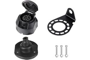 XUEYI Kit Prise Remorque 13 Broches Femelle, avec Joint Arrière et Support, Selon ISO 11446, 12V Prise Remorque 13 Broches Etanche, Prise Remorque 13 Poles, Prise 13 Broches pour Remorque Voiture