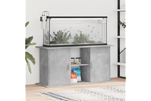 IKAYAA Mueble para Acuario de MDF 121 x 41 x 58 cm Soporte para Acuario Soporte para Tanque de Reptiles con Gabinete de Almacenamiento para Salón, Oficina, Recepción, Gris hormigón