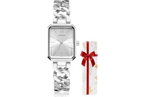 CIVO Montre Femme Acier Inoxydable Rectangulaire Montre Bracelet Analogique Quartz Etanche, Élégante Cadeau pour Femme