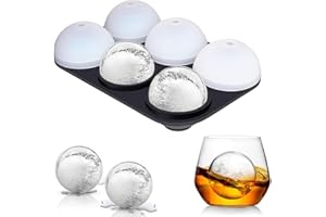 AKINOYAMA Silicone Ice Cube Tray, XXL 45 mm, Ice Ball Mould, 48 mm, 6 Compartments, Set of 2, Ice Cube Tray, BPA-Free Ice Cube Mould for Whisky, Cocktails, Juice, Chocolate, Sweets (Ice Ball)