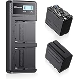 NP-F970, NP-F960, NP-F930, NP-F950, Powerextra 2 X 8800mAh Replacement Battery and Dual LCD Battery Charger Compatible with S