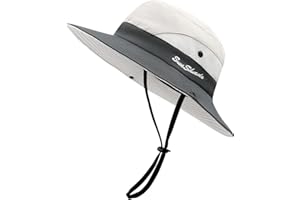 SEYUFN Damen Sonnenhut Outdoor Sommer Wanderhut Damen UV-Schutz Bucket Cap Faltbar Mesh Pferdeschwanz Breite Krempe Zum Safari Angeln