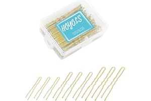 HOYOLS Lot de 150 épingles à cheveux en forme de U blondes, tailles assorties, épingles à cheveux en forme de U, pinces à chignon en métal avec pointes à boule pour femmes et filles, cheveux fins et