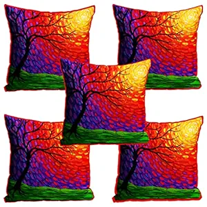 DreamVio Jute Exclusive Decorative Throw/Pillow Covers, Cushion Covers for Living Room, Bed Room, Sofa,Chairs Pack/Set of 5 (Multicolour, Size 16 x 16 Inches)