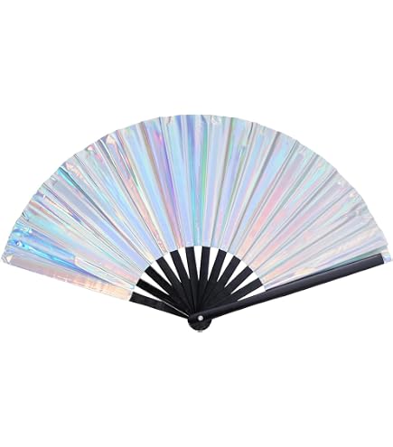 Ventaglio A Mano Arcobaleno Con Glitter – Grande E Pieghevole In Seta – Con Custodia – Per Danza, Rave, Matrimoni E Decorazioni - 2
