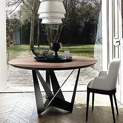 Designetsamaison Table à manger ronde design marron en Bois - Antas