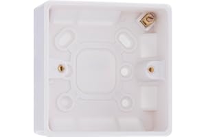 BRITISH GENERAL BG Electrical Single Surface Mounted Back Box, 1 Gang Pattress for Switches and Sockets, 32mm, Round Edge, Nexus 800 Series, White Moulded, 891-01