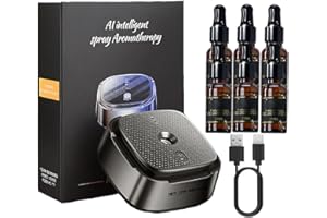 Ainid Ambientadores inteligentes para coche, 3 modos ajustables, aromaterapia inteligente para coche, difusor recargable por USB (6 aceites esenciales de 15 ml, océano)