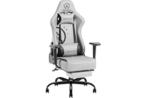 JOYFLY Gaming Chair, Gaming Chair with Footrest Ergonomic High Back Office Chair for Adults Teens, Racing Style Gamer Chair with Lumbar Support and Reclining Back, 350lbs Capacity, Grey