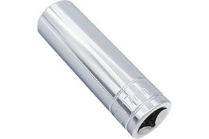 Juttzzei 6-Point Deep Socket, 1/2 Inch Drive 17mm Socket, Full Polishing CR-V Steel 17mm Socket 1/2 Drive with 78mm Length 6-Point Metric Sizes foe Car Home Repair Mechanical Maintenance - Silver