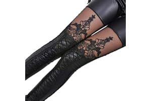 sarge knives Élégant Sexy Femmes Faux Cuir Gothique Punk Leggings Imitation Dentelle Pantalon en Cuir Pantalon Neuf Points Skinny Pantalon Ceinture