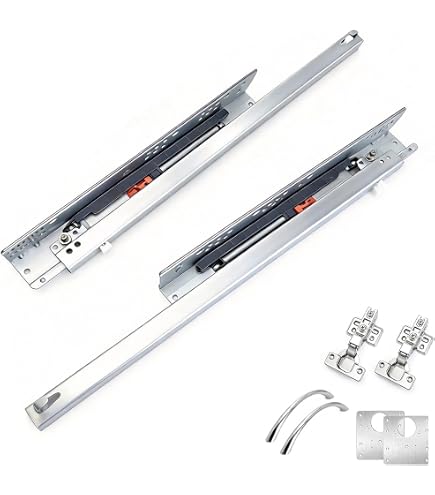 Tiroir en kit à extraction totale pour ambiance, salle de bain, cuisine, bureau, nouveau design slim, charge 40 kg, rails synchronisés (H 203 mm - P 400 mm Tiroir en kit à extraction totale pour ambiance, salle de bain, cuisine, bureau, nouveau design slim, charge 40 kg, rails synchronisés (H 203 mm - P 400 mm