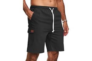 Zetieny Lätta sommarshorts och shorts i linne för män med cargofickor