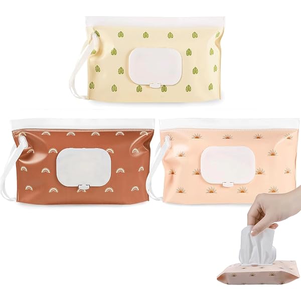 ULVBABI Porte-Lingettes Humides Réutilisable - Lot De 3 - Pochette De Voyage Pour Bébé - Pratique Et Léger
