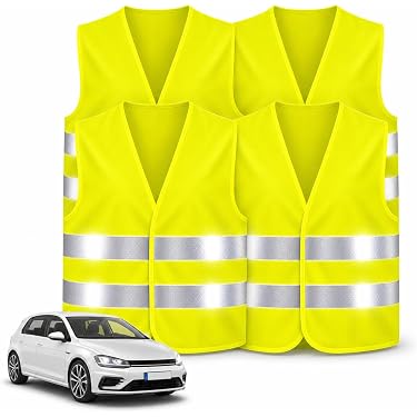Beasafy 5-delige Veiligheidsvestenset – Reflecterend Geel, Hoog Zichtbaar, Geschikt Voor Auto, Fiets En Bouwplaats