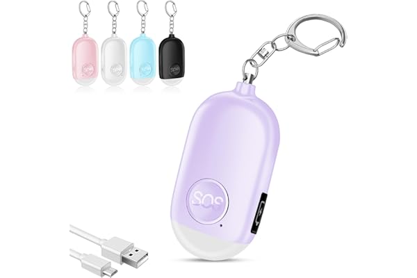 Hion 130DB Alarme Personnelle Anti-Agression avec Porte-clés, Alarme de Poche Rechargeable avec Lampe de LED, pour Femme Enfants Personnes aîné (Violet)