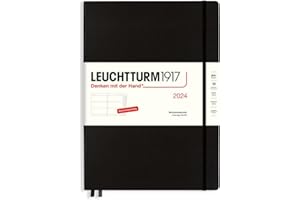 LEUCHTTURM1917 367605 kalendarz tygodniowy Master (A4+) 2024, z dodatkowym zeszytem na adresy i rocznice, czarny, niemiecki, 12 miesięcy