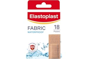 Elastoplast 18 Waterproof Fabric Plaster Strips (18 Strips), Large Pack of Fabric, Breathable, Waterproof