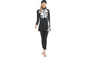 BAJOORULY 3-Pieces Swimwear for Women Full Covered Swimsuit Burkini Plus Size Bathing Suit Beachwear