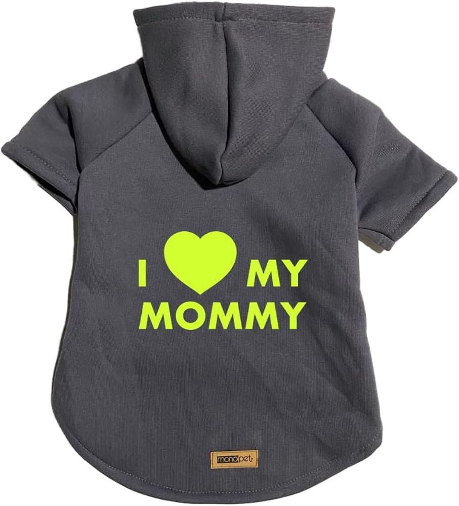 monopetz Kapişonlu Sweatshirt Köpek ve Kedi Kıyafeti - Antrasit I Love Mommy L Beden