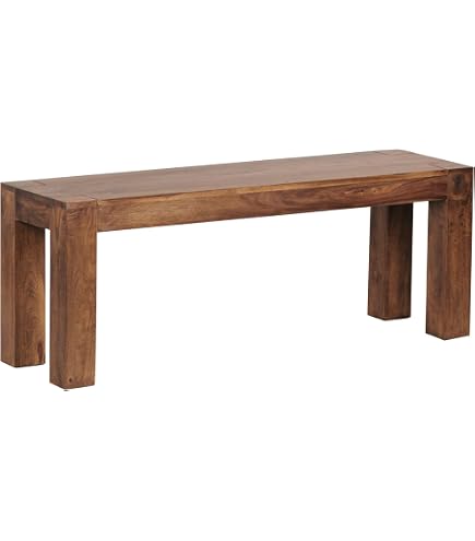Banc Banquette Salon Blanc Crème - Bois Massif Et Lin - 110x38x48 Cm - Capitonnage Confortable