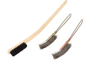 BAOFUYA 3Pcs Pet Bird Cage Cleaning Brush, Long Handle Feeder Cage Wire Brush Cleaner Pet Cage Accessories Bird Cage Cleaning Tool