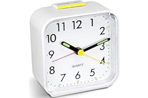 HOPSEM Silent Alarm Clock Battery Powered Non Ticking Bedside Clocks Large Display Basic Bedroom Clock Snooze Night Light Function Easy to Read Operate