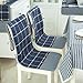 Produktbild Dekorative Baumwolle Kissen Hochlehner dünn Hohe Rückenlehne Sitz Kissen Rutschfest Stuhl mit Befestigungsbändern Taschen für Küche Esszimmerstuhl 2-er Set, baumwolle, Full Blue Plaid, Einheitsgröße