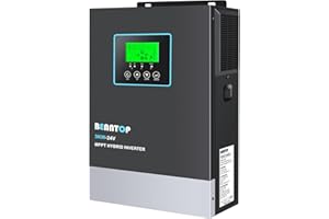 BENNTOP 3000W Inversor híbrido 24V a 230v 220v Onda Pura Off-Grid Solar Inversor, con Controlador de Carga Solar MPPT de 80A Incorporado, MAX.PV 400Vdc,admite baterías de Plomo-ácido y Litio