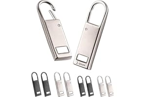 ONE ENJOY Tirettes de Réparation Fermeture Eclair, Onglets Zip de Rechange, Attache Fermeture Eclair, Valise, Sac A Dos, Languette De Réparation Pour Zipper (Noir/Argent)