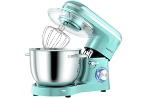 Aucma Stand Mixer, 6.2L Food Mixer, Electric Kitchen Mixer with Bowl, Dough Hook, Wire Whip & Beater (6.2L, Blue)