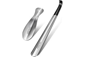 NINEMAX Metal Shoe Horn Long Handled Shoehorn 2pcs - 42cm Extra Long Shoe Horns Lazy Shoe Helper for Men Women the Elderly - 19cm Travel Shoehorns with Hook