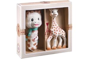 Sophie la Girafe - Coffret Cadeau Naissance Sophie la Girafe + Hochet pouet - Comprend 1 hochet en tissu + jouet à mordiller en caoutchouc 100% naturel - Set d'activité pour enfant