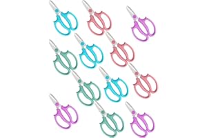 BINCKIN Flower Scissors - 12 Pcs Stainless Steel Pruning Scissors, Garden Plant Floral Shears for Fresh Flowers Stems, Florist Scissors (Blue, Green, Pink, Violet)