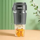 Borosil NutriGrip Grey Portable Blender | 40W Low-Noise DC Motor | 300ml Unbreakable PC Jar | USB Rechargeable | Turbo 6 Blad