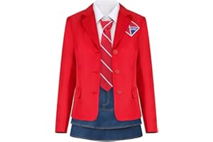 LIKUNGOU Uniforme de La Escuela de Las Mujeres Traje Rojo JK Cosplay Conjunto de Traje con Camisa y Falda de Corbata Adecuado para Halloween Carnaval Cosplay