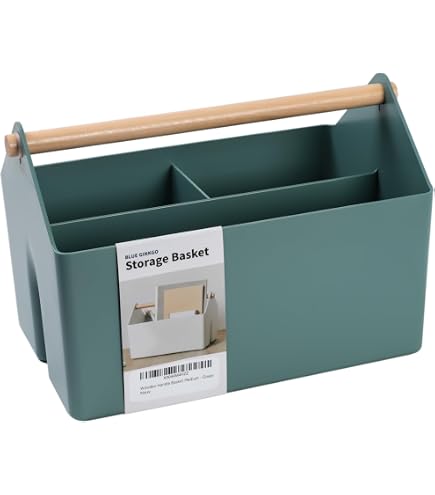 Hausleben Organiseur Multi-Boîtes En Bambou Avec Anse - 4 Compartiments - 25 X 12 X 20 Cm - Rangement Élégant Et Naturel Pour Bureau, Cuisine, Salle De Bain