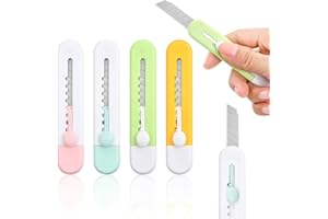 Focenat Brieföffner, Effizient Kuvertöffner mit Einziehbares Scharfen Kanten, Mini Kunststoff Tasche Messer Schreibwaren, Tragbares Cuttermesser zum Verpacken Post Papier Schneiden (4)