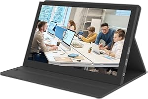 CUQI 7-calowy dotykowy ekran IPS 1024 x 600 do Raspberry Pi 4, przenośny monitor z regulowaną jasnością, skórzane etui