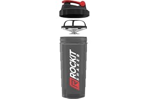 ‎ROCKITZ ROCKITZ Protein Shaker | garantiert auslaufsicher | patentiertes Mischsystem | Shaker Proteinpulver - Eiweiß Shaker | Made in Germany | Fitness Trinkflasche | BPA frei (Schwarz | Rot, 900ml)